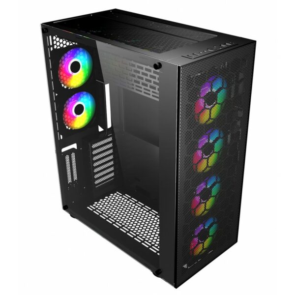 EATX big space computer case metal mesh front panel pc case tempered glass gaming case CD42505